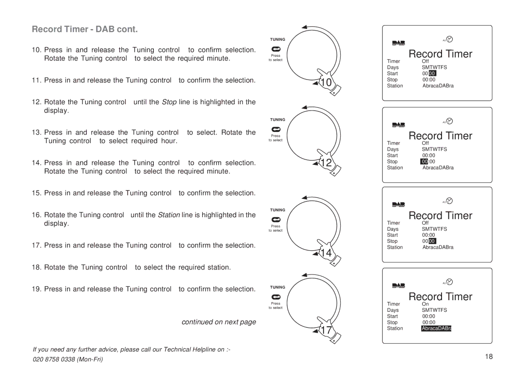 Roberts Radio RD-1 manual Timer Days 