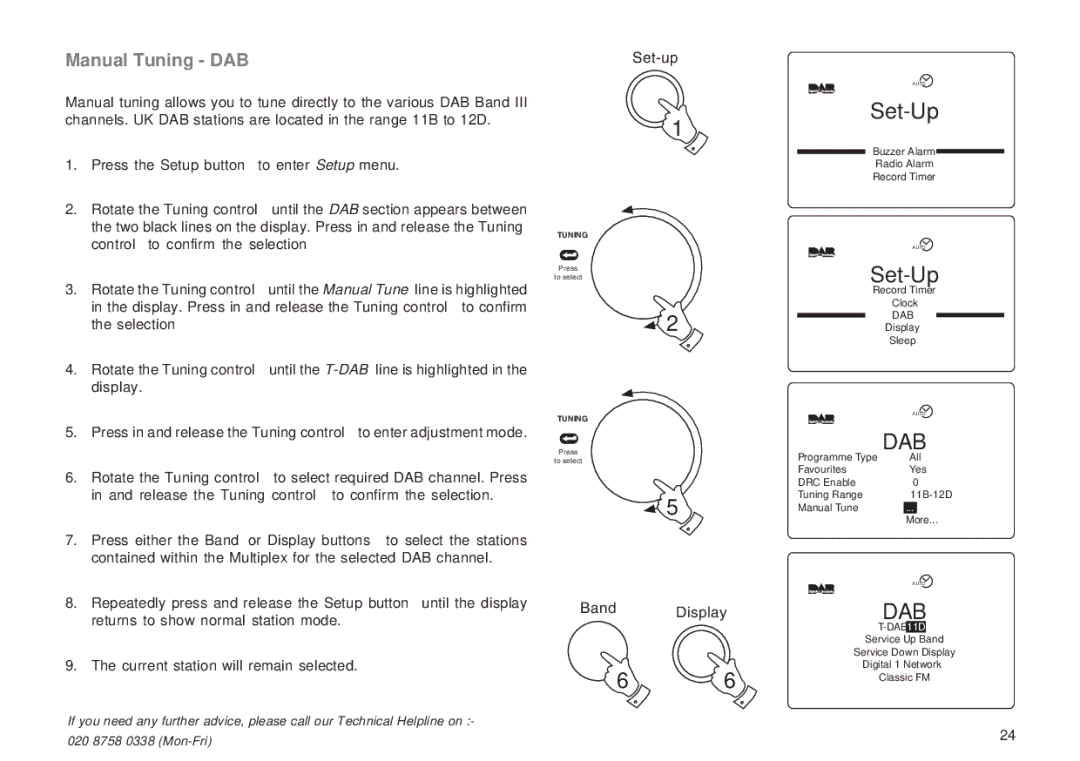 Roberts Radio RD-1 manual Manual Tuning DAB 