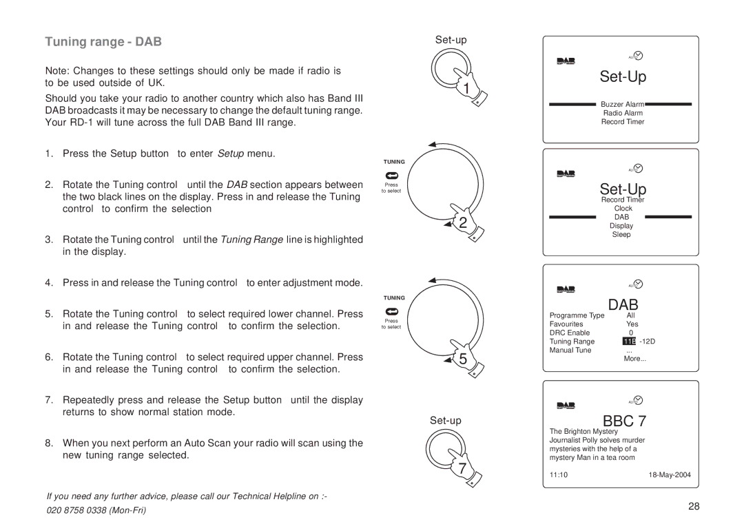 Roberts Radio RD-1 manual Tuning range DAB 