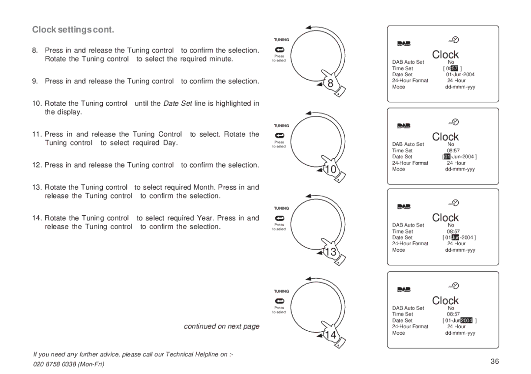 Roberts Radio RD-1 manual Clock 