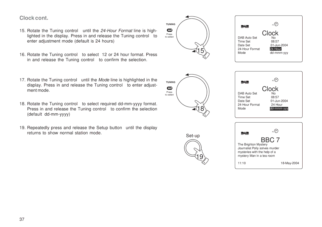 Roberts Radio RD-1 manual Clock 