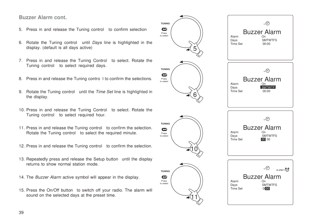 Roberts Radio RD-1 manual Press in and release the Tuning control to confirm selection 