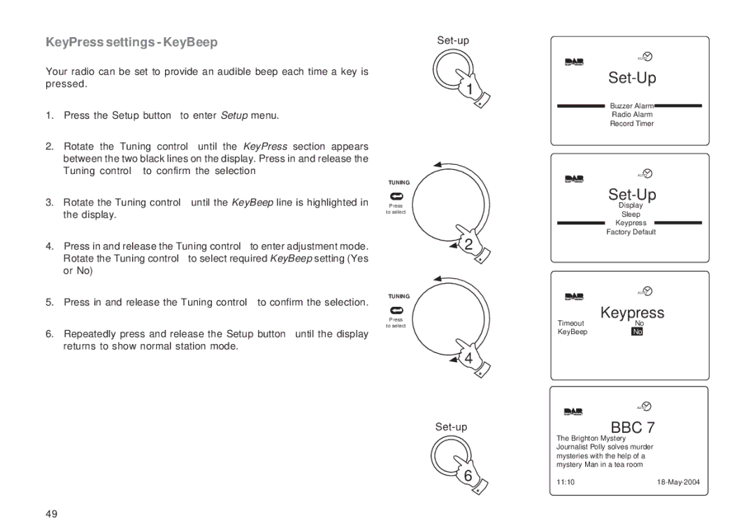 Roberts Radio RD-1 manual KeyPress settings KeyBeep 