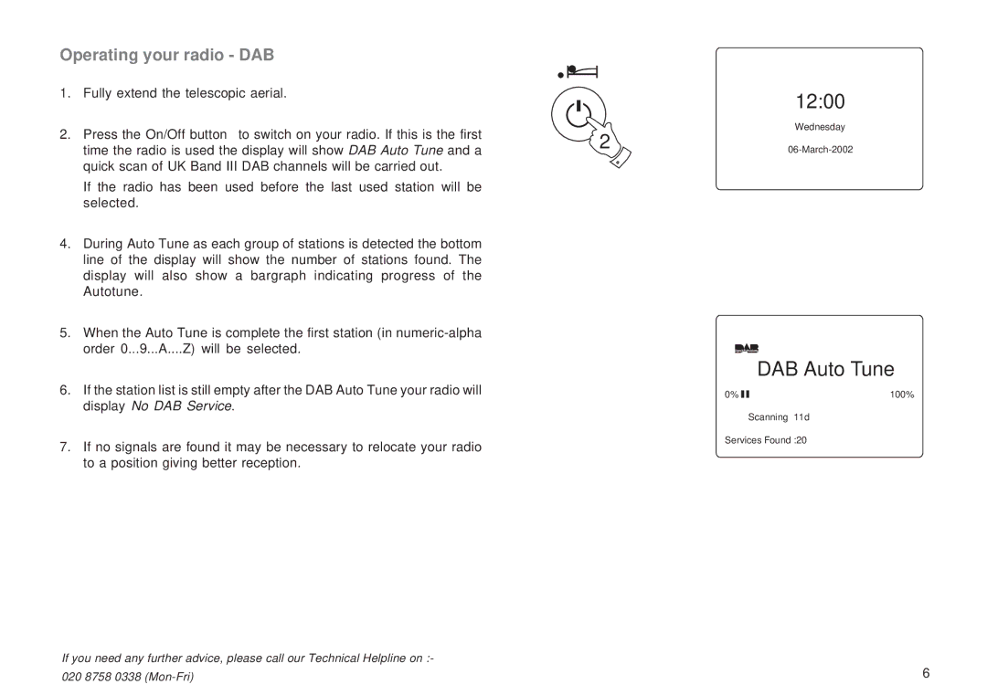 Roberts Radio RD-1 manual 1200, DAB Auto Tune, Operating your radio DAB 