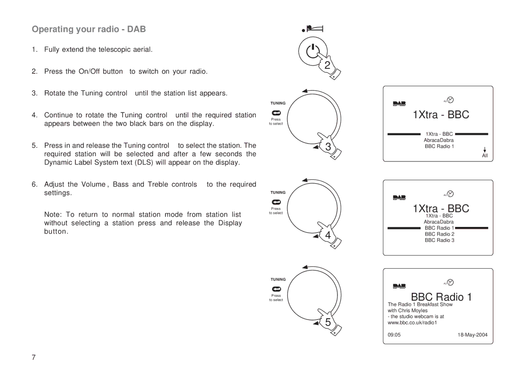 Roberts Radio RD-1 manual 1Xtra BBC, BBC Radio 