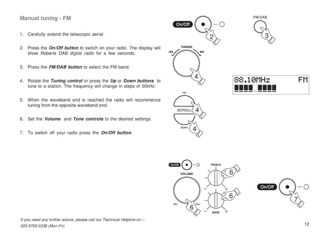 Roberts Radio RD-11 manual Manual tuning FM 