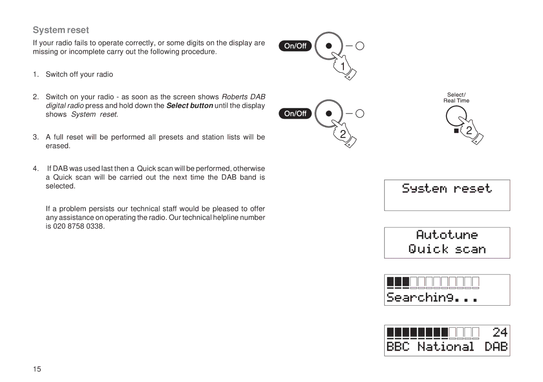 Roberts Radio RD-11 manual System reset 