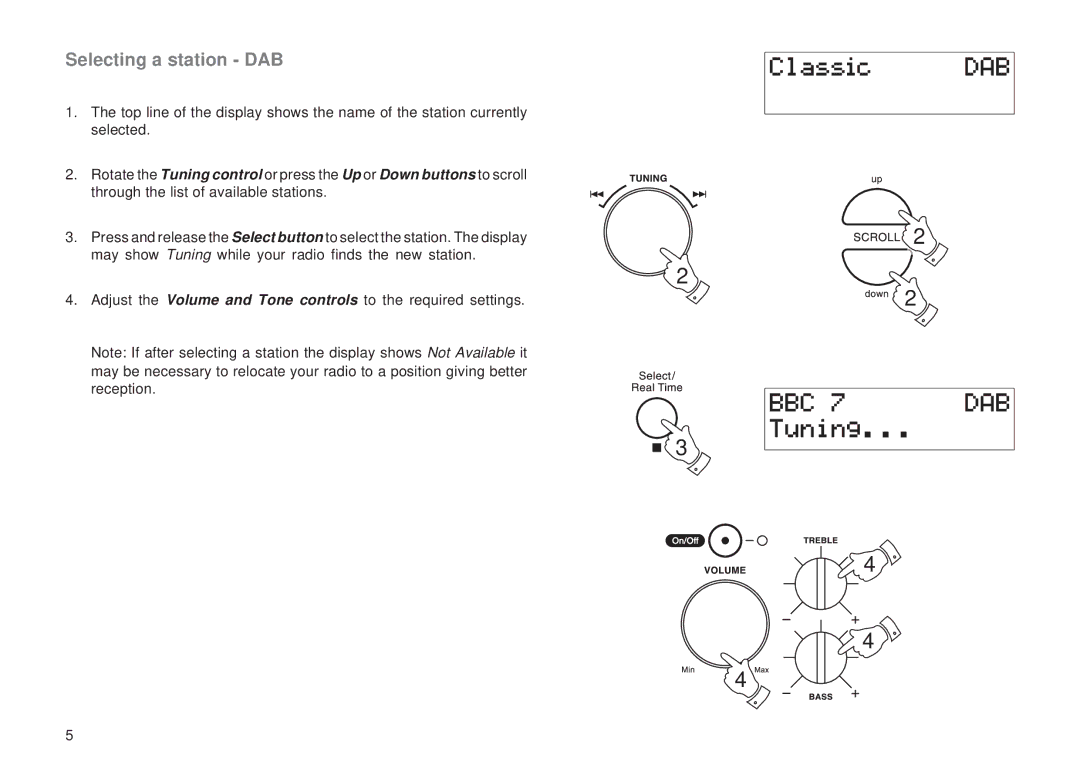 Roberts Radio RD-11 manual Selecting a station DAB 