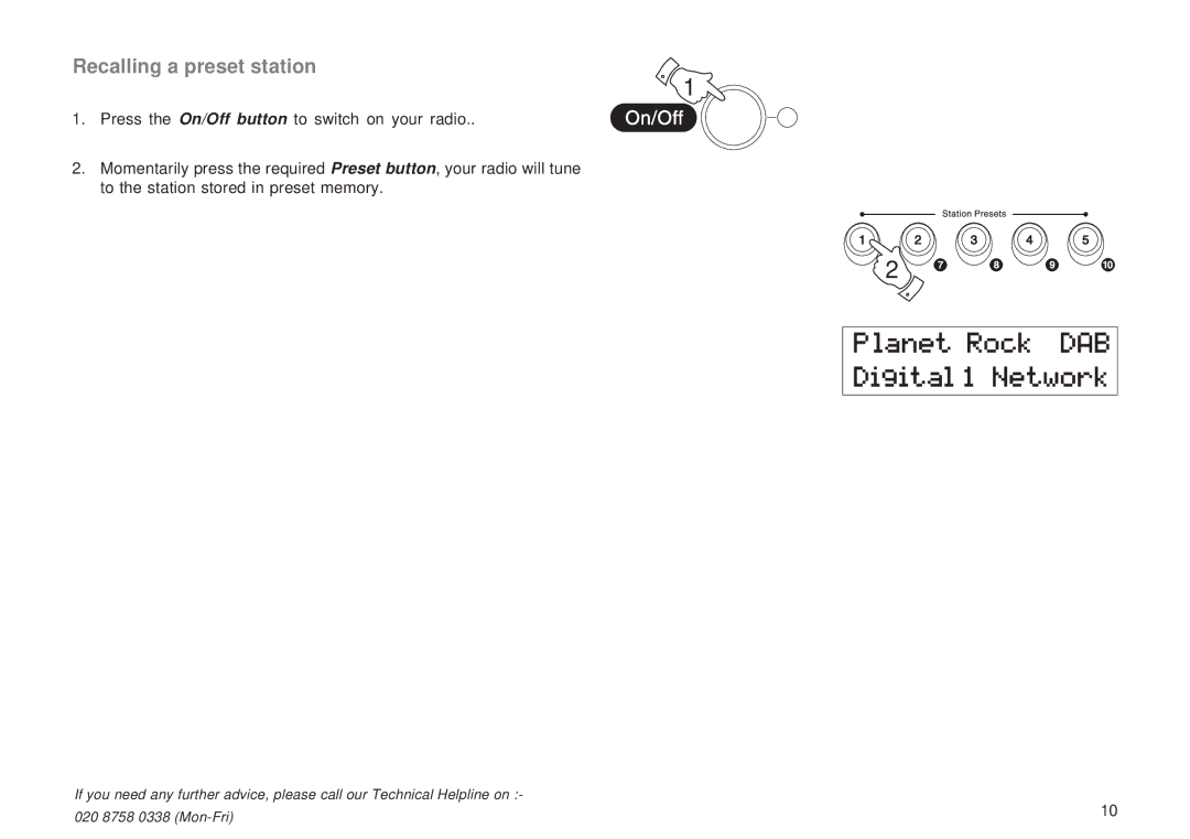 Roberts Radio RD-12CFM manual Recalling a preset station 