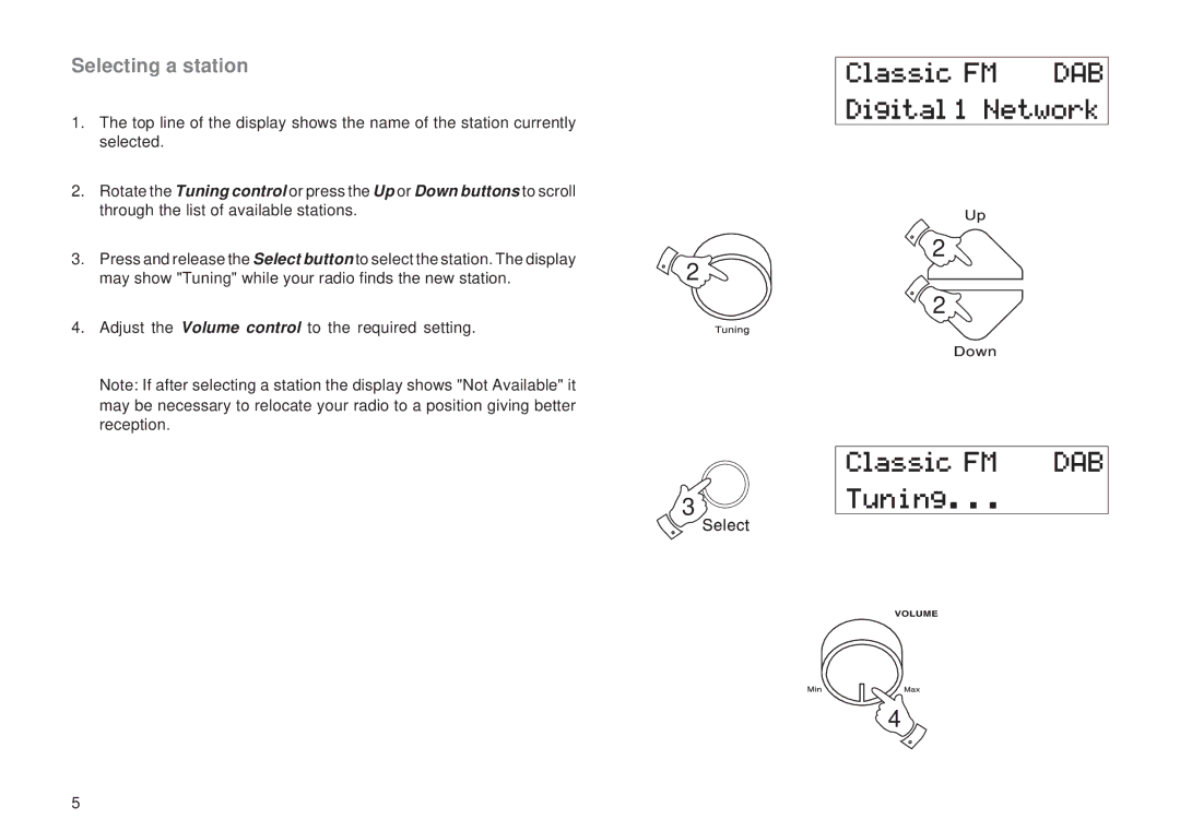 Roberts Radio RD-12CFM manual Selecting a station 