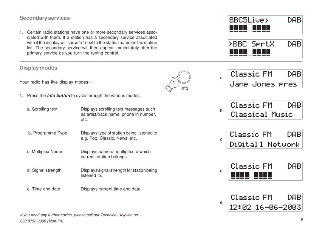 Roberts Radio RD-12CFM manual Secondary services, Display modes 
