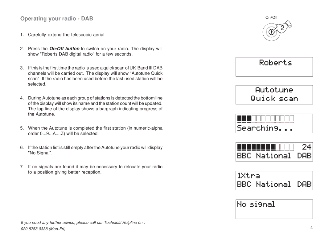 Roberts Radio RD-15 manual Operating your radio DAB 