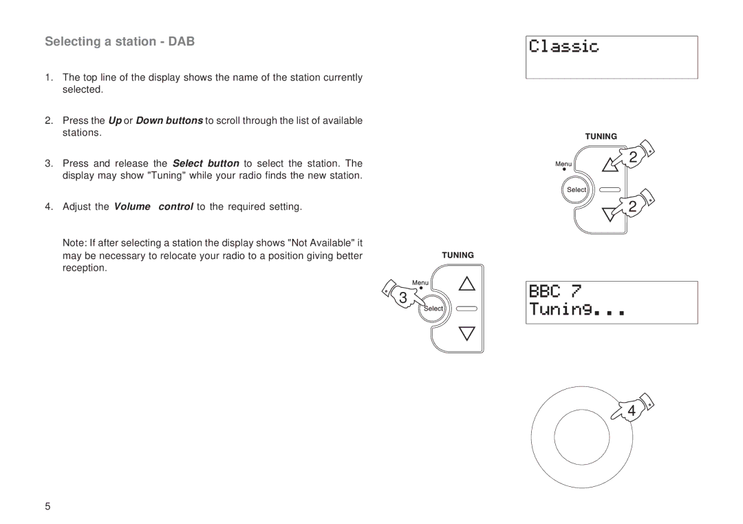 Roberts Radio RD-15 manual Selecting a station DAB 