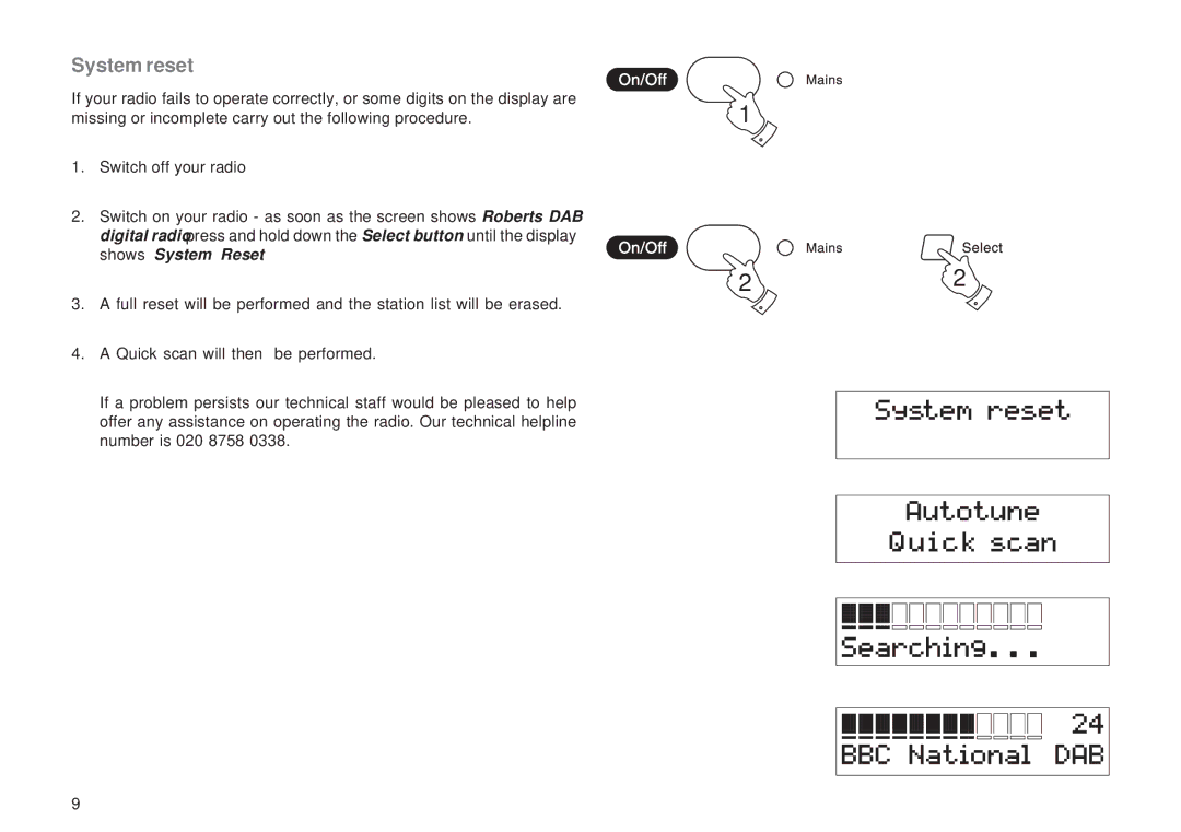 Roberts Radio RD-18 manual System reset 