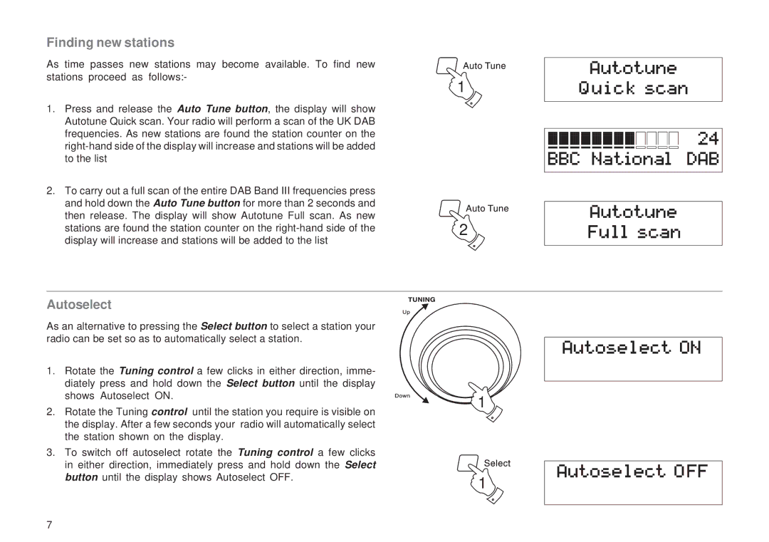 Roberts Radio RD-18 manual Finding new stations, Autoselect 