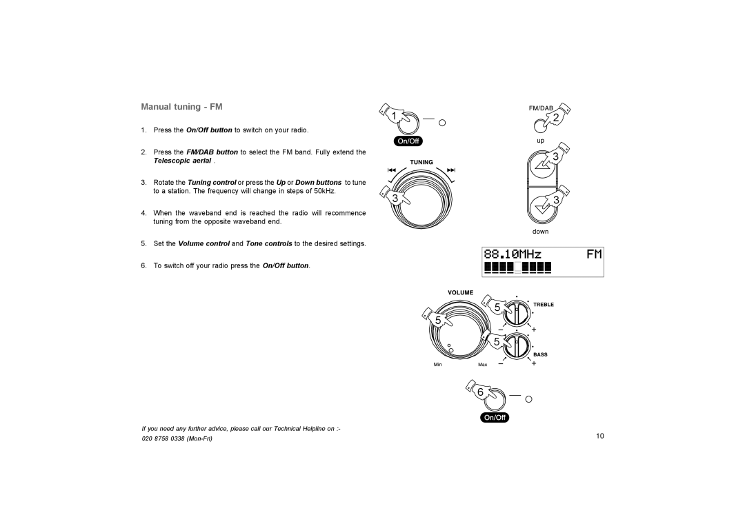 Roberts Radio RD-20 manual Manual tuning FM 