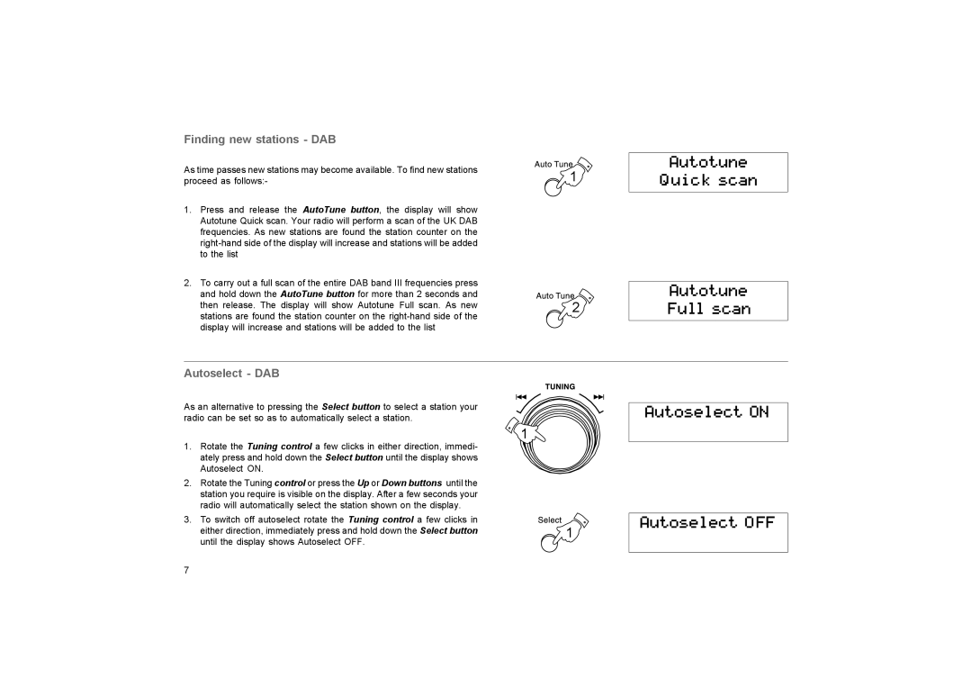 Roberts Radio RD-20 manual Finding new stations DAB, Autoselect DAB 