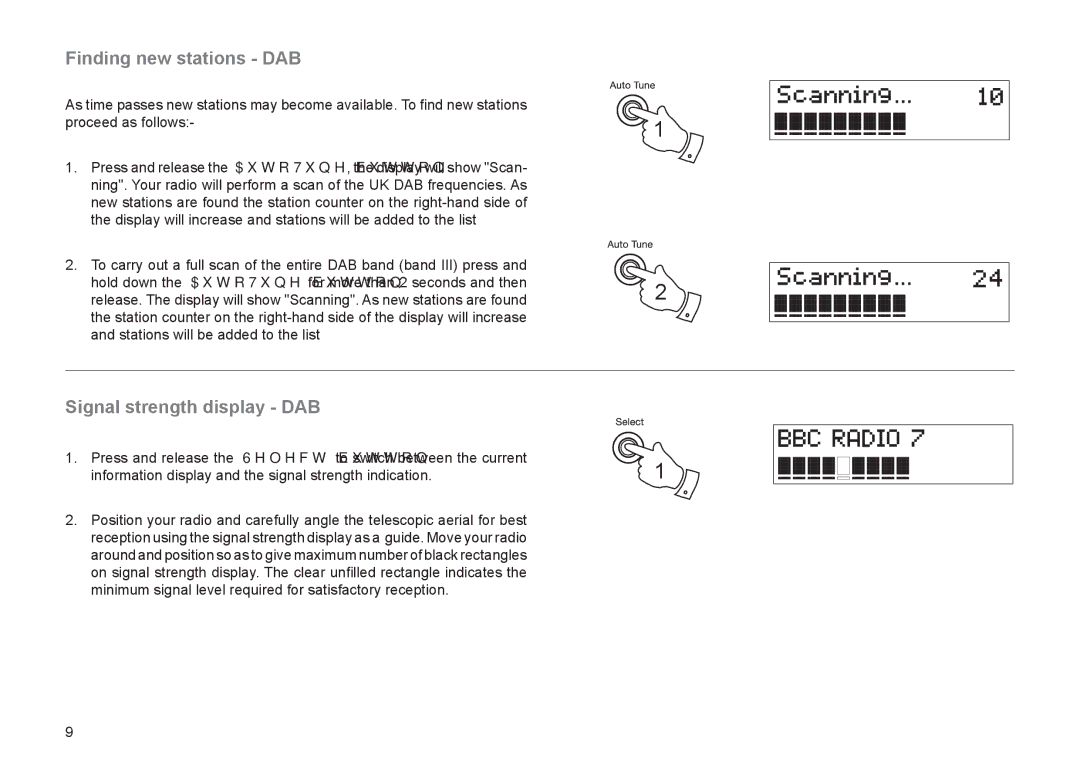 Roberts Radio RD-21 manual Finding new stations DAB, Signal strength display DAB 