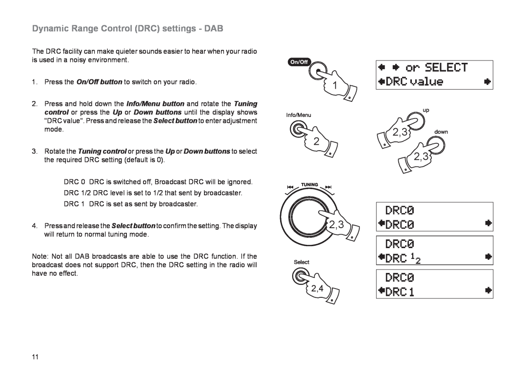 Roberts Radio RD-21 manual Dynamic Range Control DRC settings - DAB 