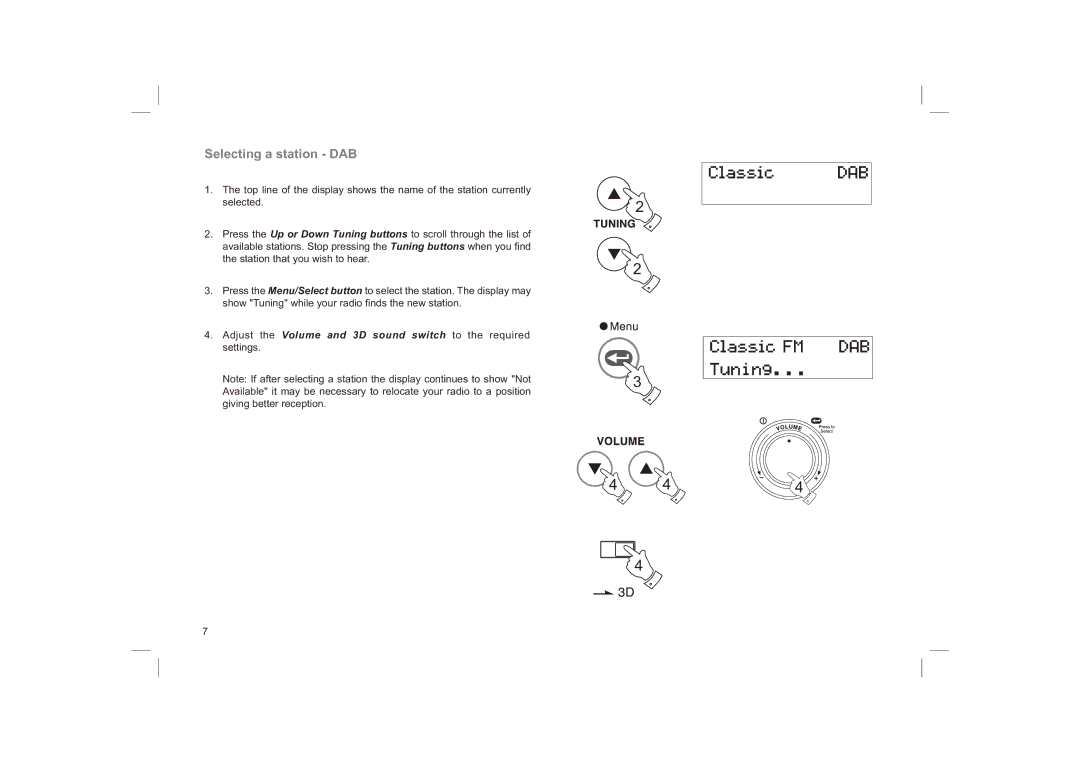 Roberts Radio RD-22 manual Selecting a station DAB 