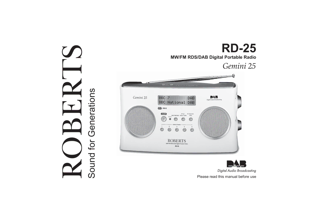 Roberts Radio RD-25 manual Roberts 