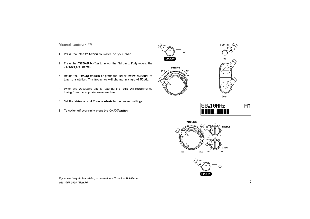 Roberts Radio RD-27 manual Manual tuning FM 