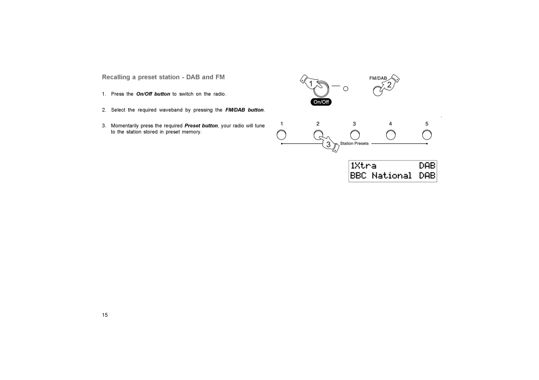 Roberts Radio RD-27 manual Recalling a preset station DAB and FM 