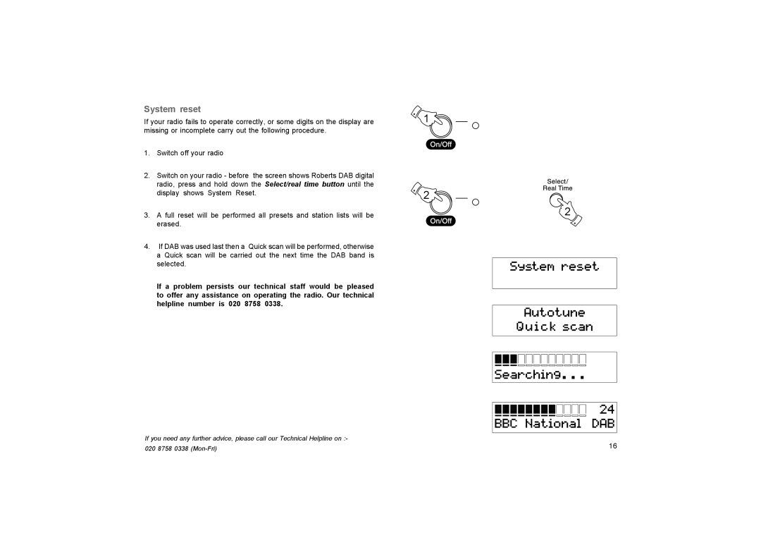 Roberts Radio RD-27 manual System reset 