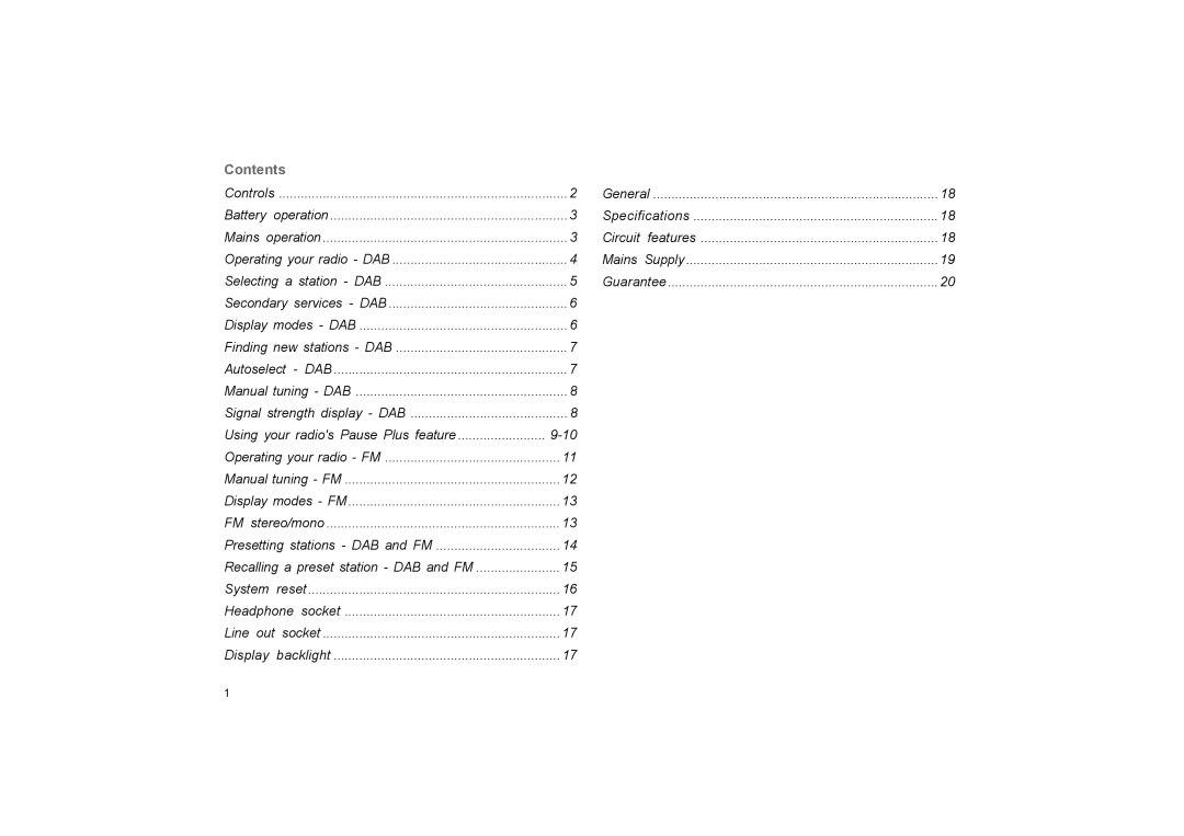 Roberts Radio RD-27 manual Contents 