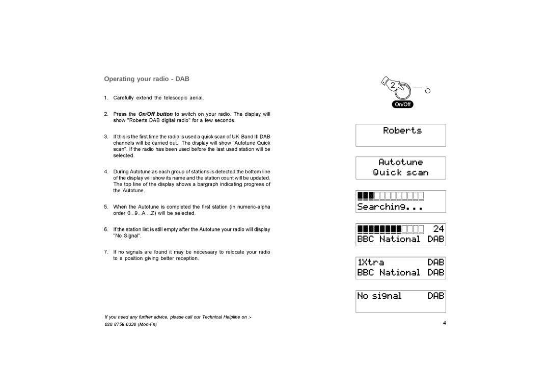 Roberts Radio RD-27 manual Operating your radio DAB 