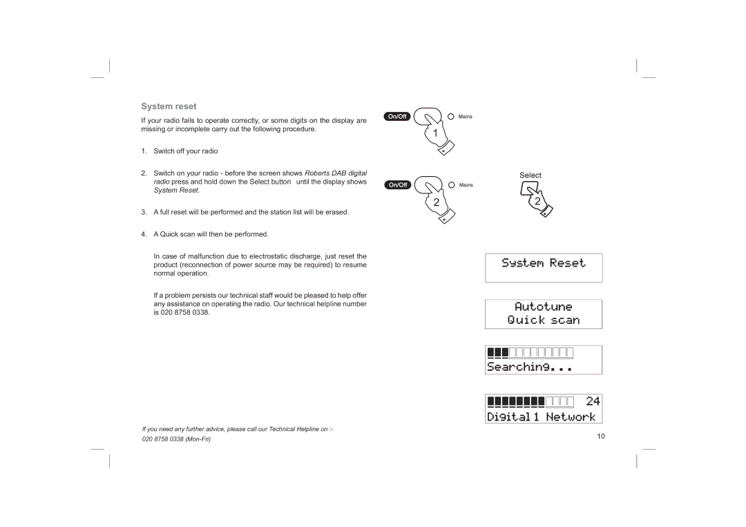 Roberts Radio RD-28 manual System reset 