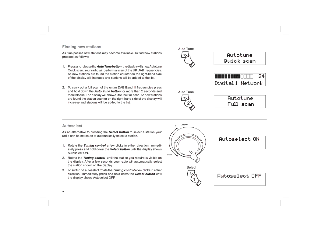 Roberts Radio RD-28 manual Finding new stations, Autoselect 