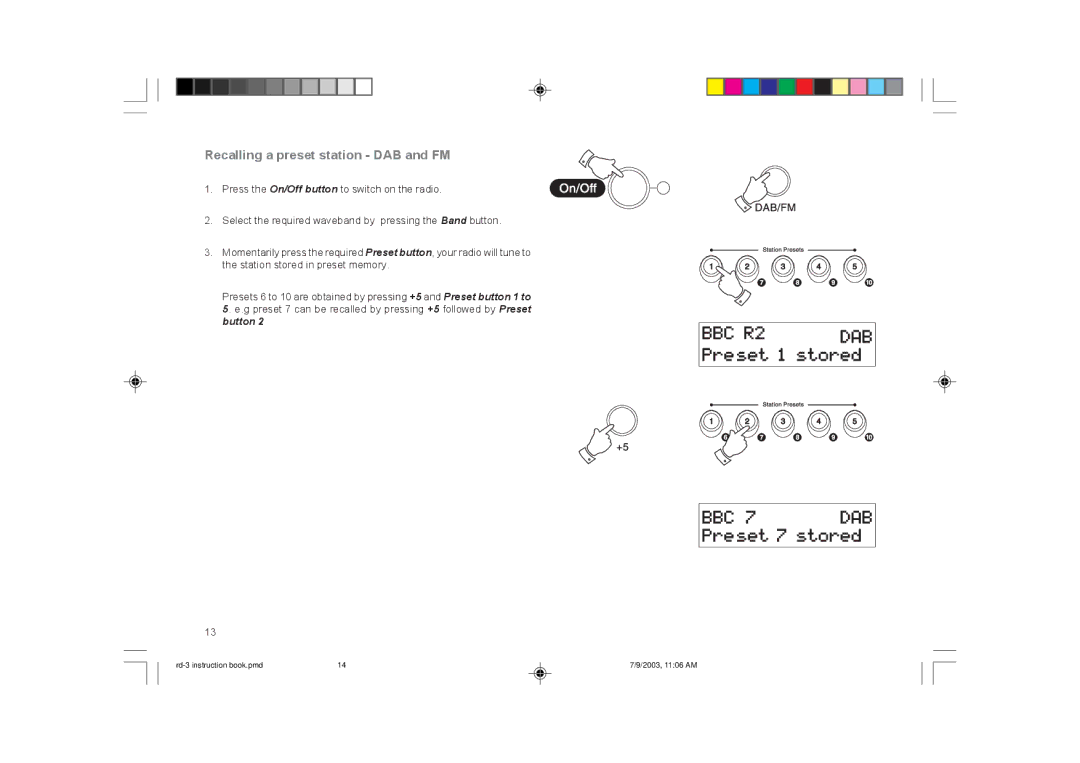 Roberts Radio RD-3 manual Recalling a preset station DAB and FM 