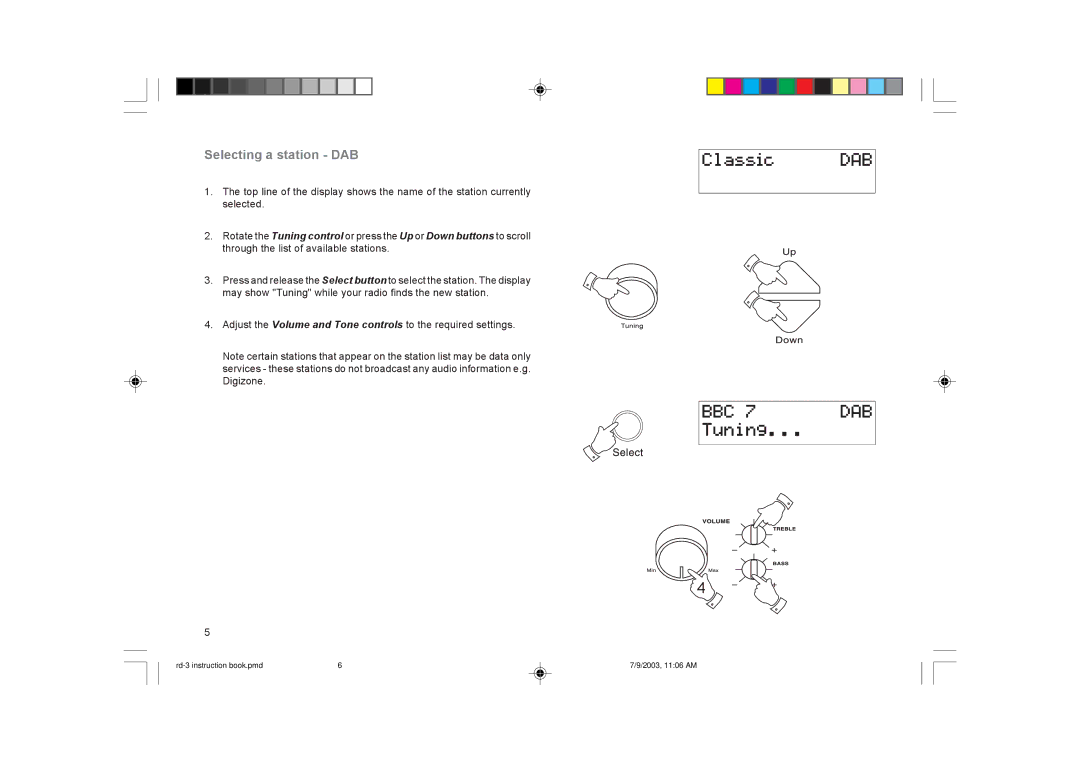 Roberts Radio RD-3 manual Selecting a station DAB 