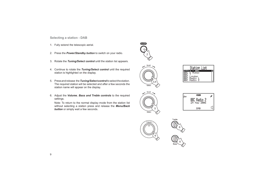 Roberts Radio RD-41 manual Selecting a station DAB 