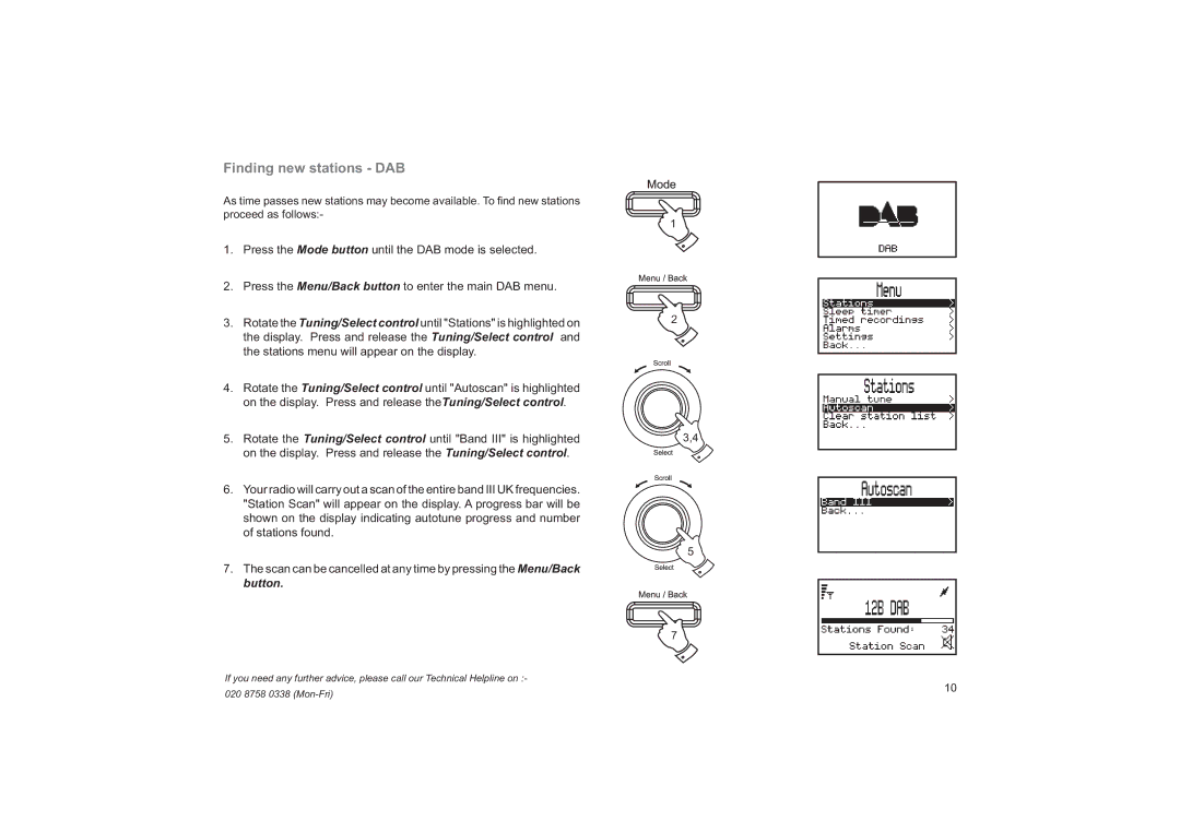 Roberts Radio RD-41 manual Finding new stations DAB 