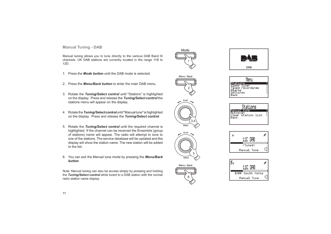 Roberts Radio RD-41 manual Manual Tuning DAB 