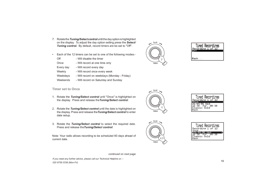 Roberts Radio RD-41 manual Timer set to Once 