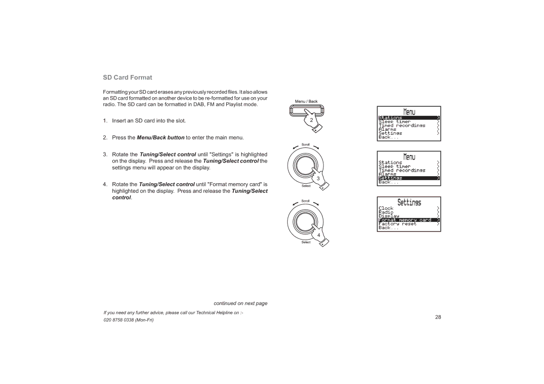 Roberts Radio RD-41 manual SD Card Format 