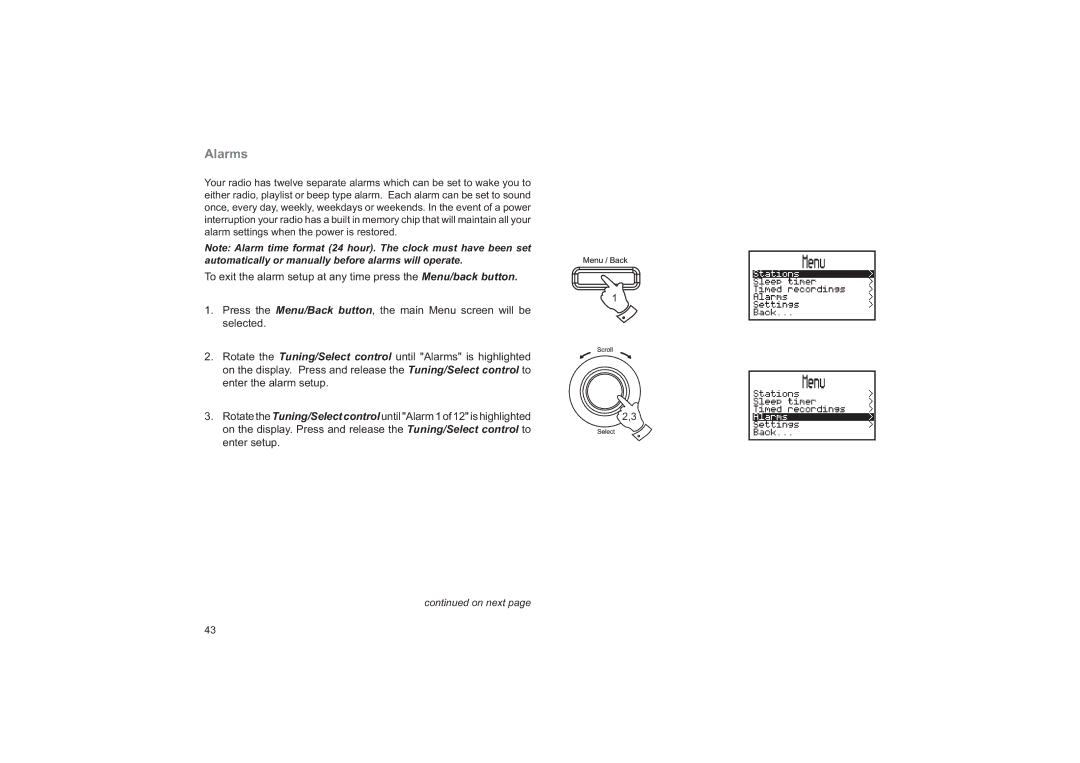 Roberts Radio RD-41 manual Alarms 