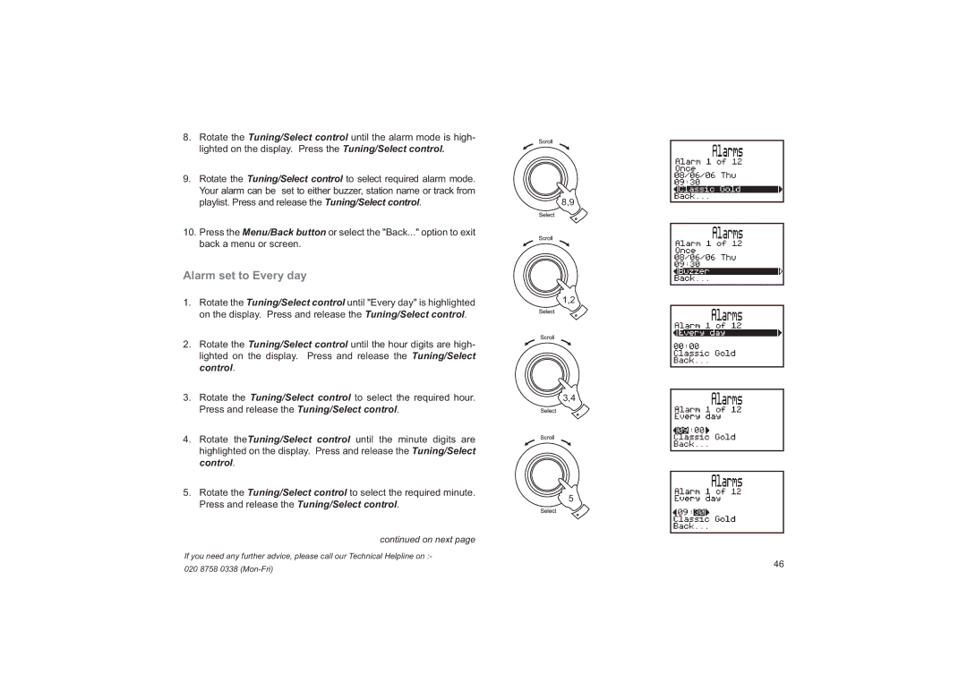 Roberts Radio RD-41 manual Alarm set to Every day 