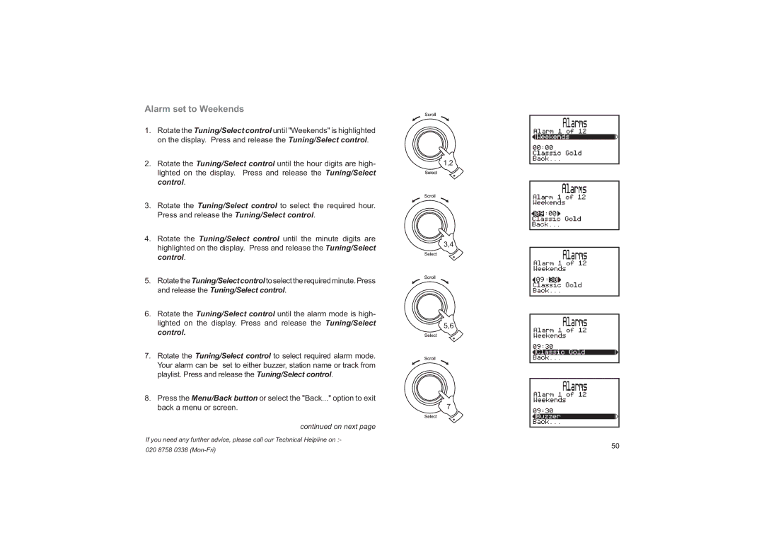 Roberts Radio RD-41 manual Alarm set to Weekends 