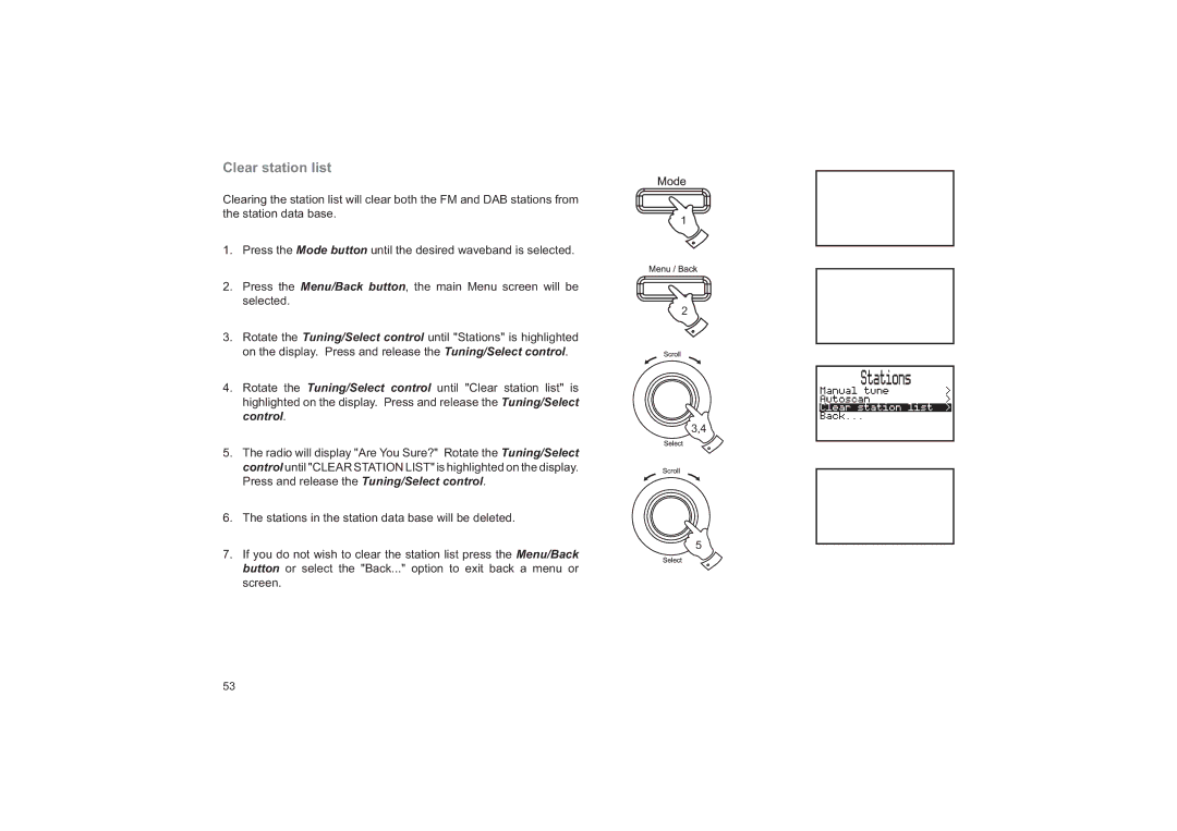 Roberts Radio RD-41 manual Clear station list 