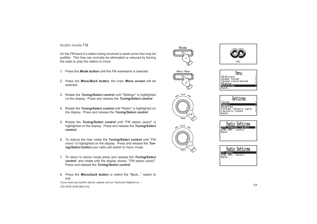 Roberts Radio RD-41 manual Audio mode FM 