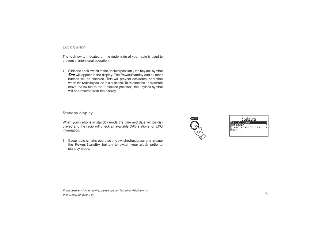 Roberts Radio RD-41 manual Lock Switch, Standby display 