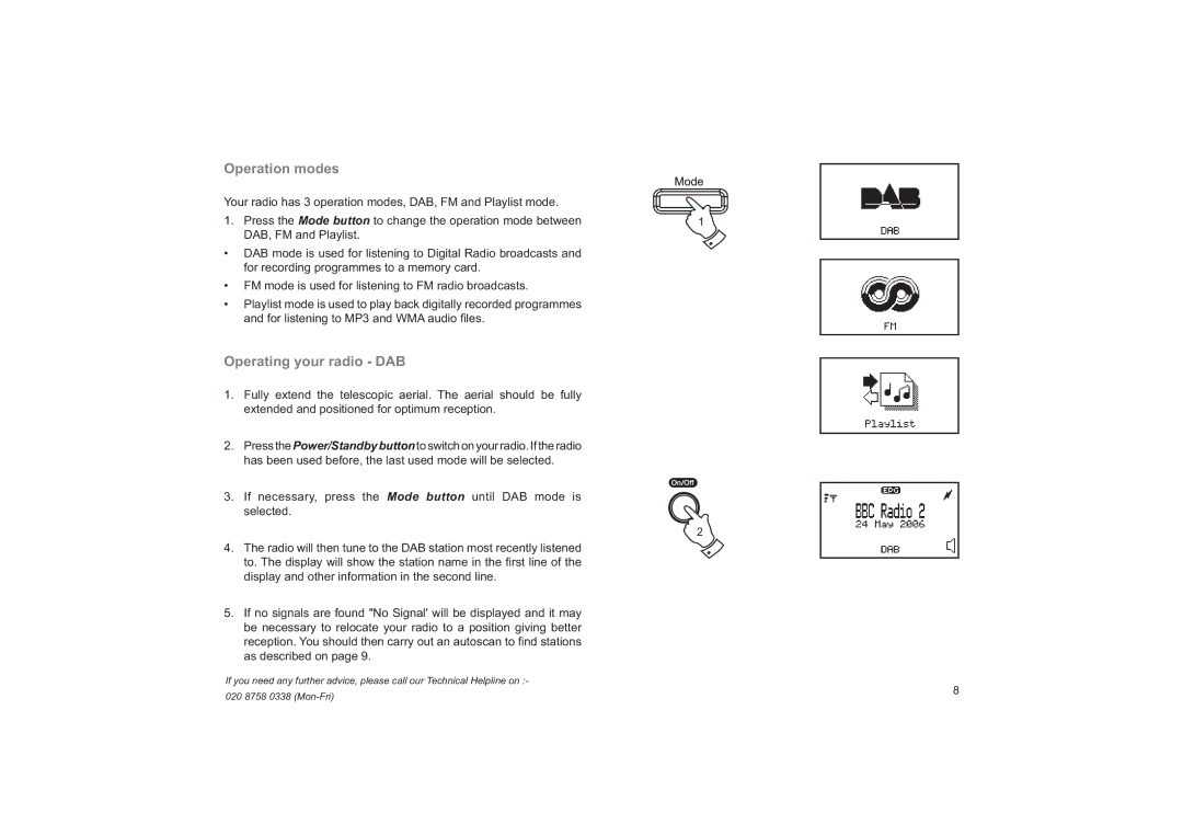 Roberts Radio RD-41 manual Operation modes, Operating your radio DAB 