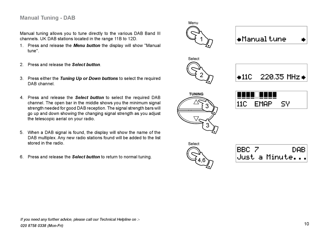 Roberts Radio RD-45 manual Manual Tuning DAB 