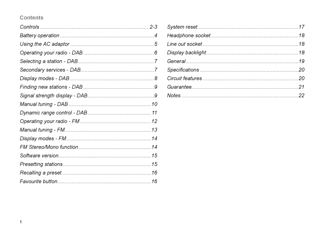 Roberts Radio RD-45 manual Contents 