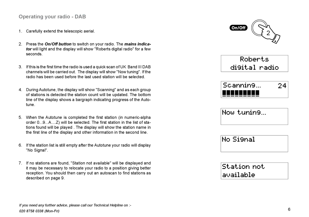 Roberts Radio RD-45 manual Operating your radio DAB 