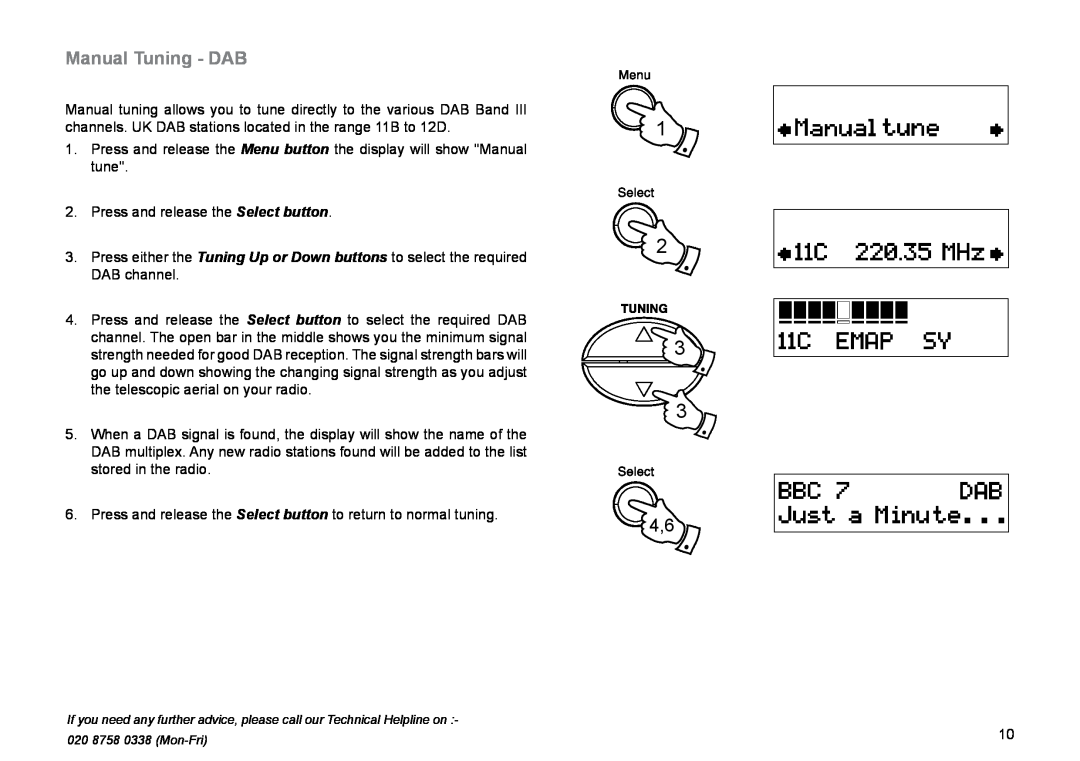 Roberts Radio RD-45 manual Manual Tuning - DAB 